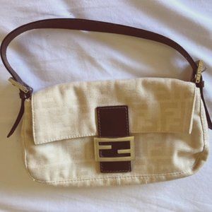 Fendi Logo Canvas Baguette